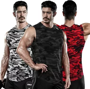 DRSKIN Men's 3 Pack Dry Fit Muscle Tank Tops Mesh Sleeveless Gym Bodybuilding Tr - Picture 1 of 18