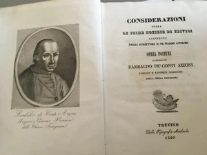 Rambaldo dei Conti Azzoni Prime notizie di Trivigi Treviso 1840 prima edizione - Imagen 1 de 12