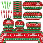 98 Pcs Christmas Ugly Sweater Party Supplies Tacky Sweater Party Plates Table...