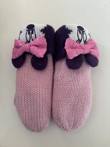 Children’s XS Disneyland Minnie Mouse Pink Gloves Mittons 3-6 Years Winter Knit - Picture 1 of 3