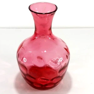Cranberry Glass Fenton Vase Carafe Bottle Thumbprint Coin Spot Dot - Picture 1 of 9