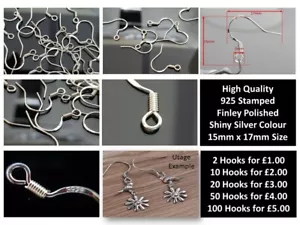 925 gestempelt glänzend Silber Ohrring Fisch französische Haken Ohr Drähte Schmuck Fundstücke - Bild 1 von 11