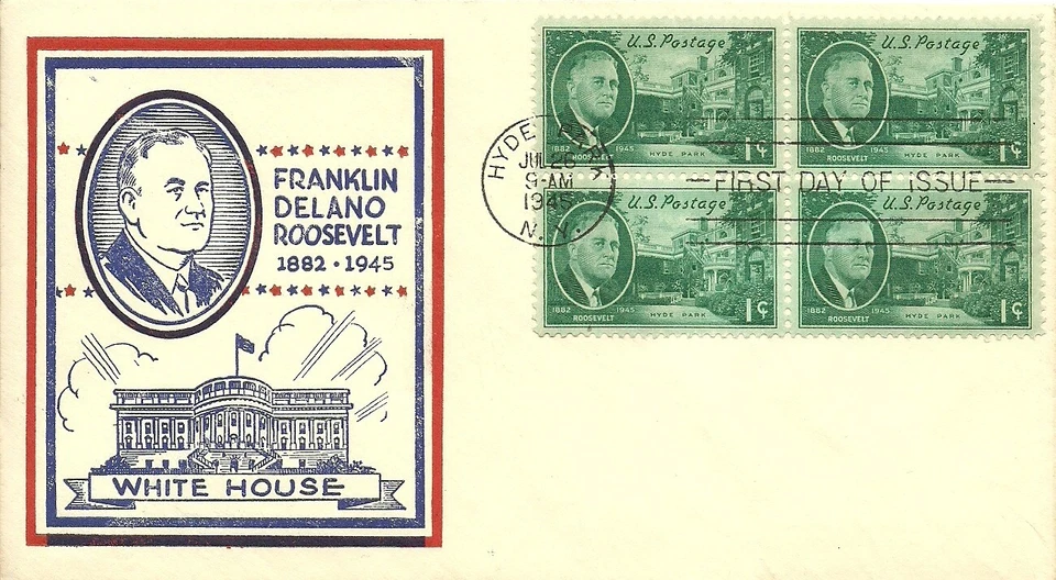 FDC 930 - 1¢ Roosevelt and Hyde Park - 7/26/1945 - Hyde Park, NY - Poppenger - Image 1 of 1