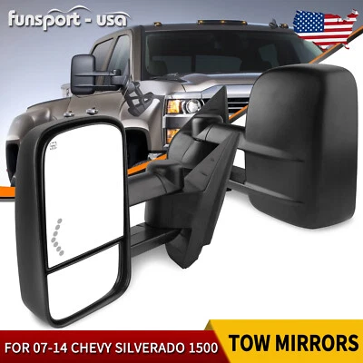 Pair Power Heated Tow Mirrors for 2007-2013 Chevy Silverado 1500 2500HD 3500HD - Image 1 of 4