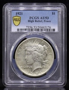 1921 Peace Dollar High Relief PCGS AU53 - Picture 1 of 4
