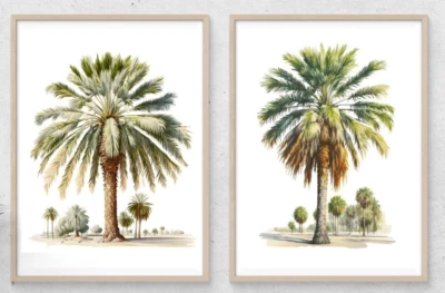 Impressões de arte de parede de palmeiras, conjunto de 2 árvores tropicais decoração de arte de parede, decoração para casa - Imagem 1 de 2