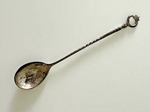 Mini Löffel 800 si Silber Vintage 4" Drehschlaufe Stern Antik Baby Zucker - Bild 1 von 7