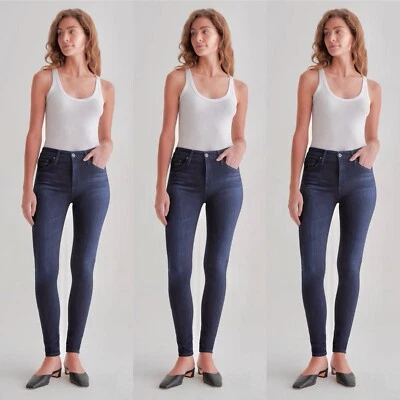 Pantalones de mezclilla ajustados Farrah de 30” para mujer Adriano Goldschmied algodón azul lavado 27 4 Foto 1 de 4