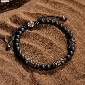 Karma & Luck Protection Matte Onyx Bracelet Handmade $89 MSRP Gift Packaged - Picture 1 of 3
