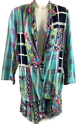 Conjunto de 2 piezas de chaqueta Michel parte superior inferior pantalones cortos pantalones cortos para mujer talla pequeña cachemira floral Foto 1 de 4