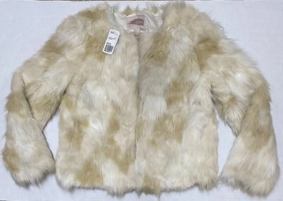 Forever 21 Contemporary Women's Faux Fur Jacket Creme Beige Size L New With Tags - Image 1 of 4