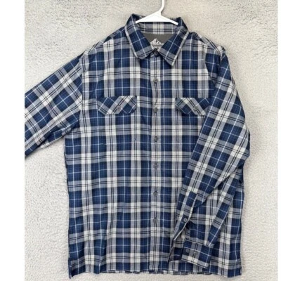 Croft Barrow Shirt Mens Medium Blue Plaid Button Vented Convertible Flap Pocket - Image 1 of 4
