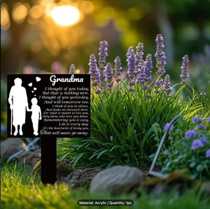Elegant Grandma Memorial Stake -Acrylic Square Grave Marker for Outdoor Cemetery - Picture 1 of 6