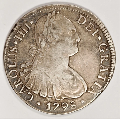 1798 Mexico 8 Reales Mo FM Nice Original Coin! #CRU5 Cover