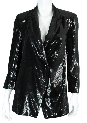 VALENTINO Giacca blazer VALENTINA KOVA nera paillettes seta punta risvolto chiusura davanti M