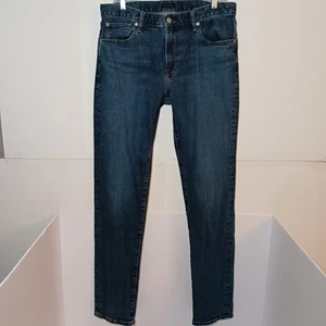 Uniqlo Slim Fit Straight Leg Jeans Mens Sz 33X34 Dark Blue Stretch Denim - Picture 1 of 10