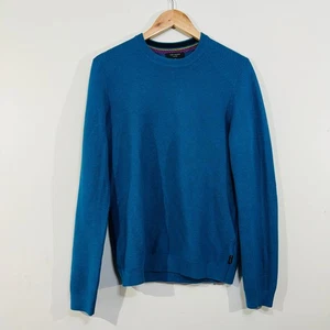 Ted Baker Marlin M Jersey Cárdigan Suéter Azul Cuello Redondo Tejido Texturizado - Imagen 1 de 24