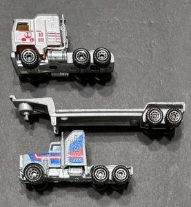 Vtg 1981 Matchbox Kenworth Aerodyne Truck Cab W/ Low Bed Trailer & ACE Hire Cab - Picture 1 of 11