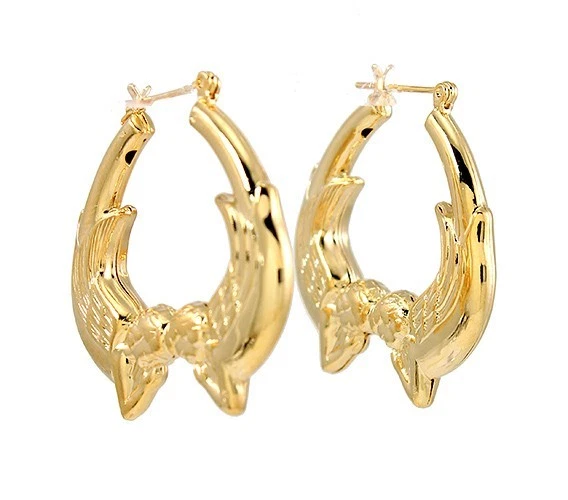 Pendiente Aro ÁNGULOS Relleno Oro 14k 35x33mm Gota Hecho en EE. UU. Foto 1 de 1