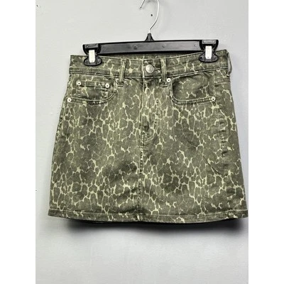 American Eagle Skirt Womens 2 Next Level Stretch Hi Rise Mini Skirt Camo Green - Image 1 of 4