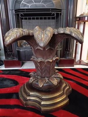 Base de mesa vintage de hoja de palma de bronce hecha a mano de 20"x23" madera recubierta de bronce Foto 1 de 4