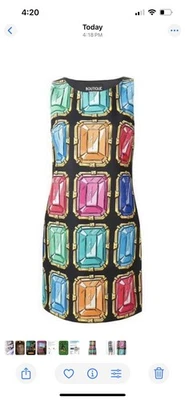 Vestido boutique multicolorido Moschino padrão de joias tamanho 42 - 8 - Imagem 1 de 3