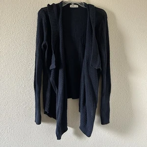 Hollister Boho Herbst Wasserfall vorne offen Kapuze Cardigan Damen Large Navy  - Bild 1 von 8