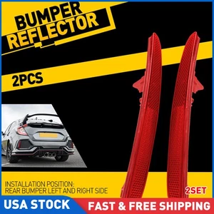 Fits 2017-2021 Honda Civic Hatchback Red Lens Rear Bumper Reflectors Assemblies - Picture 1 of 14
