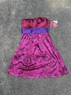 2000’s Nuevo Con Etiquetas Sangría Fairy Caprichoso Rosa Púrpura Vestido Sin Tirantes Para Mujer Talla 12 y2k Foto 1 de 4