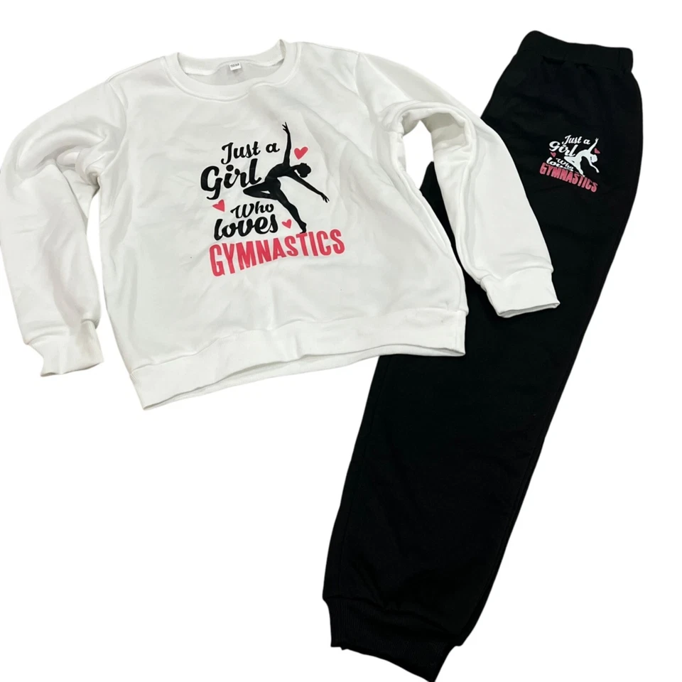 Just A Girl Who Loves Gymnastics Sweatshirt & Jogger Set Sz 10/12 NWOT - Image 1 of 1