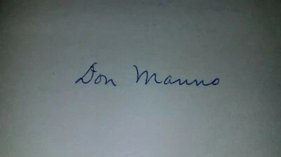 Donald Manno Autographed 3" X 5" Index Card Boston Bees Boston Braves 1940  1941 - Image 1 of 2