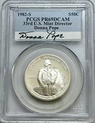 1982-S George Washington Silver Half Dollar Donna Pope Signed PCGS PR69DCAM - Image 1 of 4