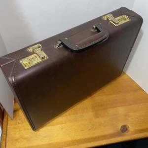 Vintage Airway braune Leder Aktentasche 18" x 13" x 4" Kombinationsschlösser Luftfahrt Pilot - Bild 1 von 5