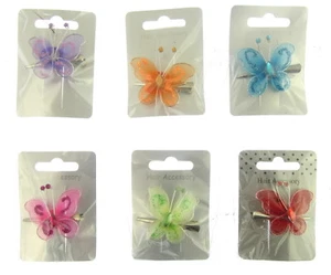 Glitter Butterfly Hair Beak Clip with gems choice of colour (KM) - Picture 1 of 1