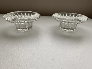 Pair Of Low Crystal Candle Holders TableTop Home Decor - Picture 1 of 5