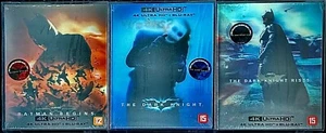 DARK KNIGHT TRILOGY WEET COLLECTION LENTICULAR 4K UHD BLURAY STEELBOOKS *SEALED* - Picture 1 of 23