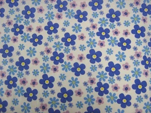 Flower Power - Blau Polycotton Stoff 112cm. Quilten Patchwork Wimpel Basteln - Bild 1 von 1