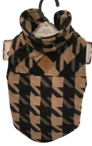 Barkley & Finn Pet Sherpa Lined Winter Dog Coat Jacket X-SMALL Tan Black Plaid - Picture 1 of 12