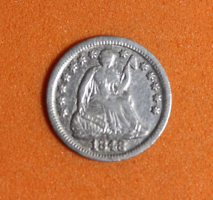 1848- silver SEATED LIBERTY Half Dime #P02057