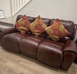 TOP GRAIN LEATHER MATCH CAMEL BROWN SOFA COUCH LIVING ROOM FURNITURE - Picture 1 of 1