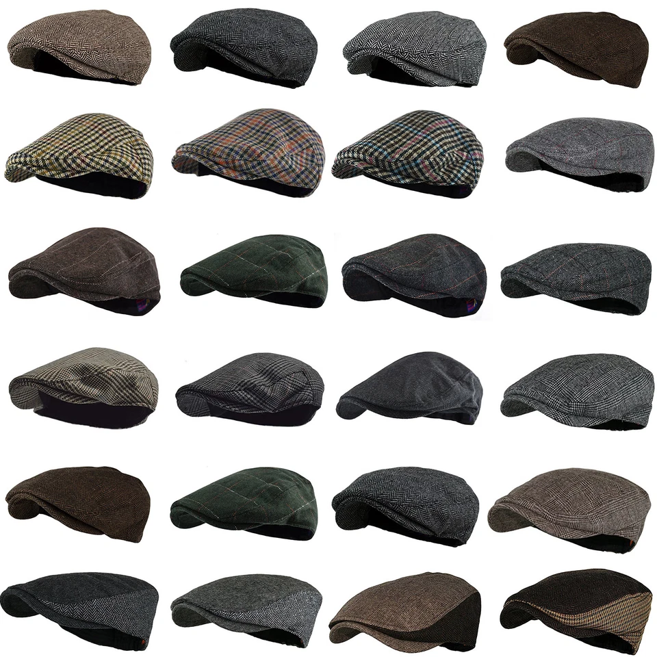 Boné de golfe WF Herringbone hera listra de lã Gatsby condução plana cabbie jornaleiro - Imagem 1 de 1