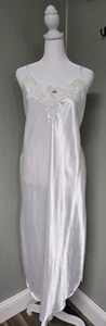 Vintage California Dynasty Satin & Spitze Schlupfkleid Nachthemd weiß Medium USA - Bild 1 von 9