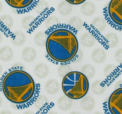 NBA Golden State Warriors Tossed Logo Cotton Fabric By The 1/4, 1/2, Yard 44"W - Image 1 of 2
