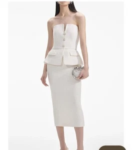 self portrait dress Vest Bridal Sequined Boucle Midi Cream Small 4 Stunning! - Picture 1 of 7