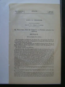 Government Report 1902 James H Chedester Private Co E 4th TN Infantry Civil War - Foto 1 di 1