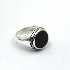 Anillo de sello de ónix negro de plata 925 para hombre anillo meñique elegante joyería para hombre regalo - Imagen 1 de 6