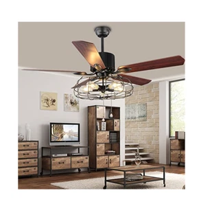 52"5-Light 5-Blade Industrial Ceiling Fan Retro Chandelier Pendant Lighting Lamp - Picture 1 of 9