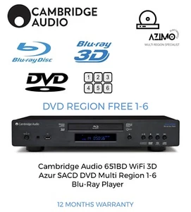 Reproductor Blu-ray Cambridge Audio 651BD Azul 3D DVD-A SACD DVD Multi Región 1-6 M - Imagen 1 de 10