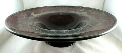 * Grande coupe en cristal rouge grenat à décor argenté de galantes - XIX° - Photo 1/4