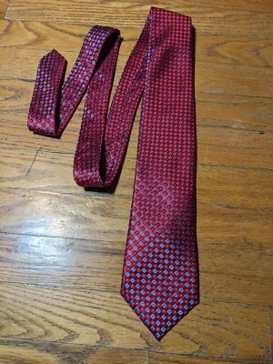 Hathaway Mens Tie Diamond Geometric Pattern 100% Silk Necktie - Изображение 1 из 4